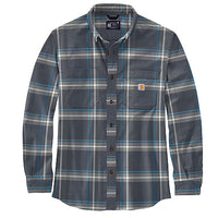 Carhartt 105945 Men's Rugged Flex Relaxed Fit Midweight Flannel Long-S - Large Tall - Navy