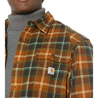 Carhartt 105439 Loose Fit Heavyweight Flannel Long Sleeve Plaid Shirt Oiled Walnut 2XL (Reg)