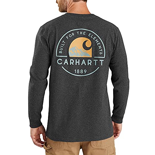Carhartt 104438 Men's Heavyweight Built for The Elements Graphic Long Sleeve T- - X-Large - Carbon Heather