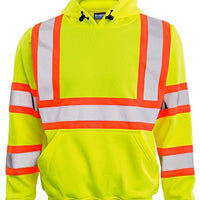 ERB Safety Products 63631 ERB W376C HVL Pullover Sweatshirt with Contrasting Trim, Class 3, 2XL, Yellow