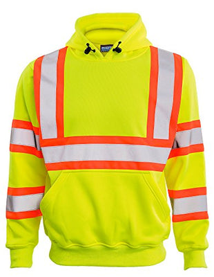 ERB Safety Products 63631 ERB W376C HVL Pullover Sweatshirt with Contrasting Trim, Class 3, 2XL, Yellow