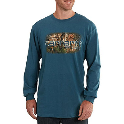 Carhartt 101771 Mens Big & Tall Workwear Graphic Camo 1889 Long Sleeve Tee Stream Blue LG (Tall)