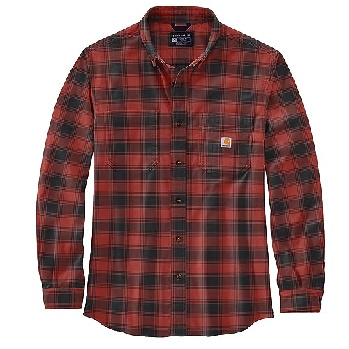 Carhartt 105945 Men's Rugged Flex Relaxed Fit Midweight Flannel Long-S - 2X-Large Tall - Bordeaux Heather