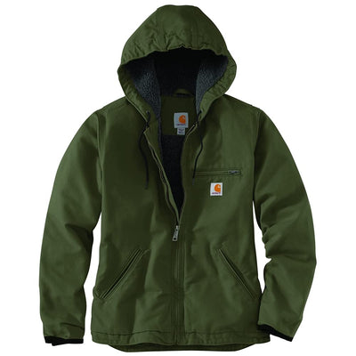 Carhartt 104292 Women's Loose Fit Washed Duck Sherpa Lined Jacket, Basil, X-Large