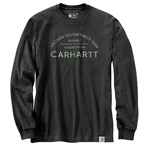 Carhartt 105420 Men's Loose Fit Heavyweight Long-Sleeve Rugged Graphic T-Shirt - 3X-Large Regular - Carbon Heather