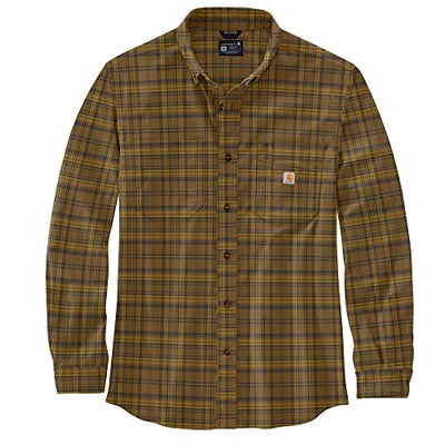Carhartt 105432 Men's Rugged Flex Relaxed Fit Midweight Flannel Long-S - XXX-Large - Oak Brown, 3X-Large Big Tall