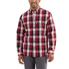 Carhartt 102214 Men's Fort Plaid Long-Sleeve Shirt Large Tall Dark Crimson