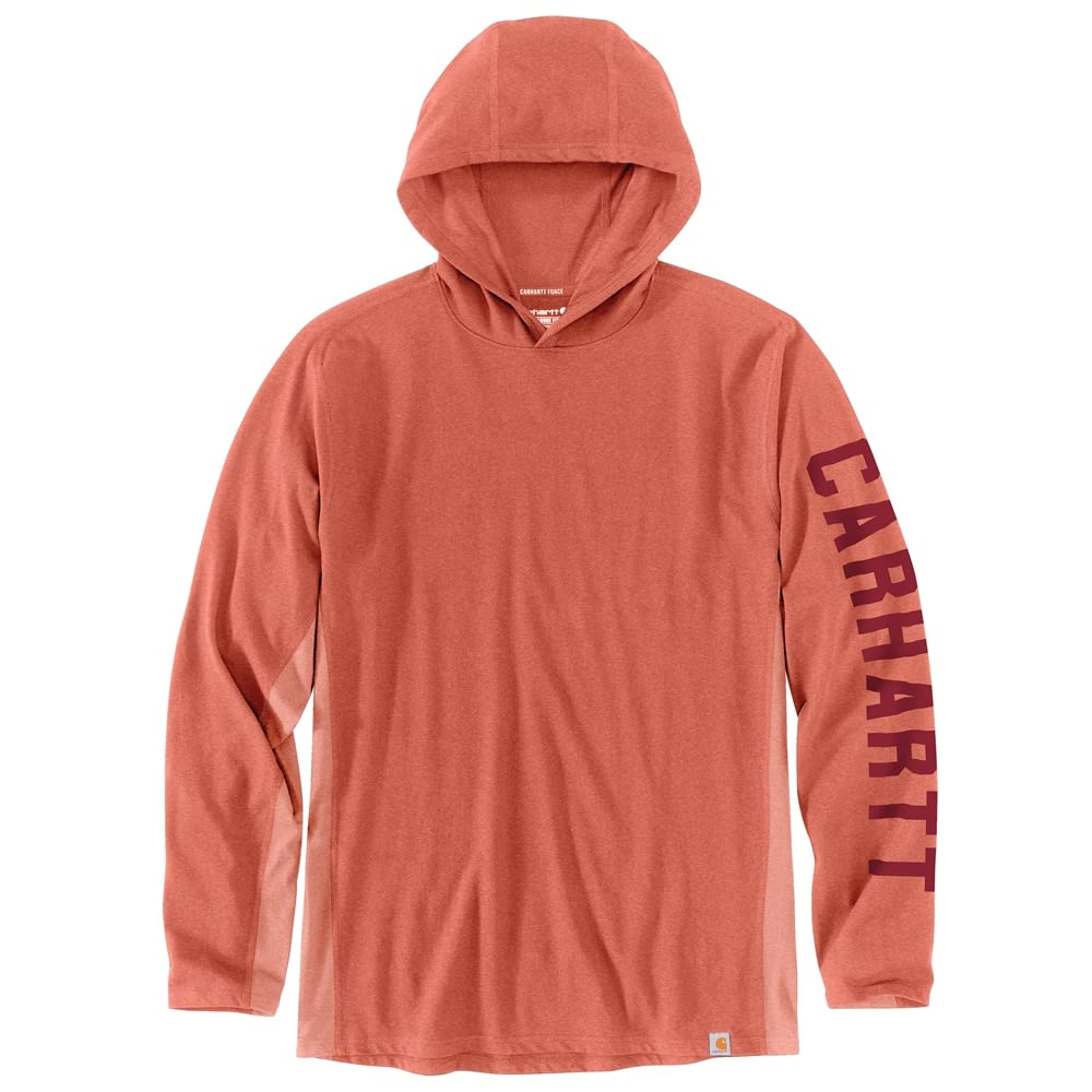Carhartt 105481 Men's Force Relaxed Fit Midweight Long-Sleeve Logo Graphic Hood - X-Large Tall Desert Orange Heather X-Large Big Tall