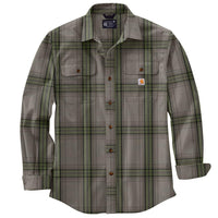 Carhartt 105947 Men's Loose Fit Heavyweight Flannel Long-Sleeve Plaid Shirt - Medium - Chive