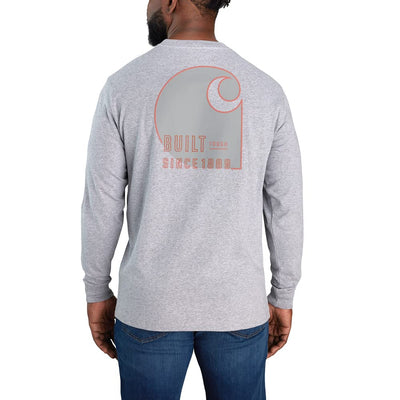 Carhartt 105426 Men's Loose Fit Heavyweight Long-Sleeve Pocket Tough Graphic T- - X-Large - Heather Gray