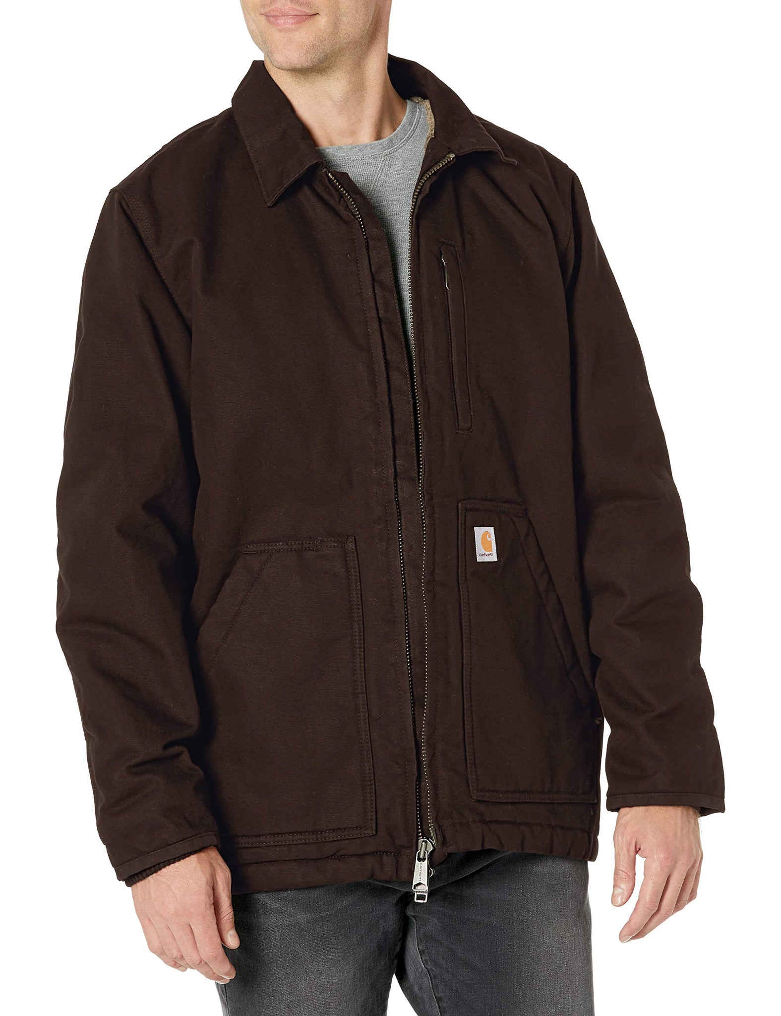 Carhartt 104293 Men's Loose Fit Washed Duck Sherpa-Lined Coat | Rugged ...